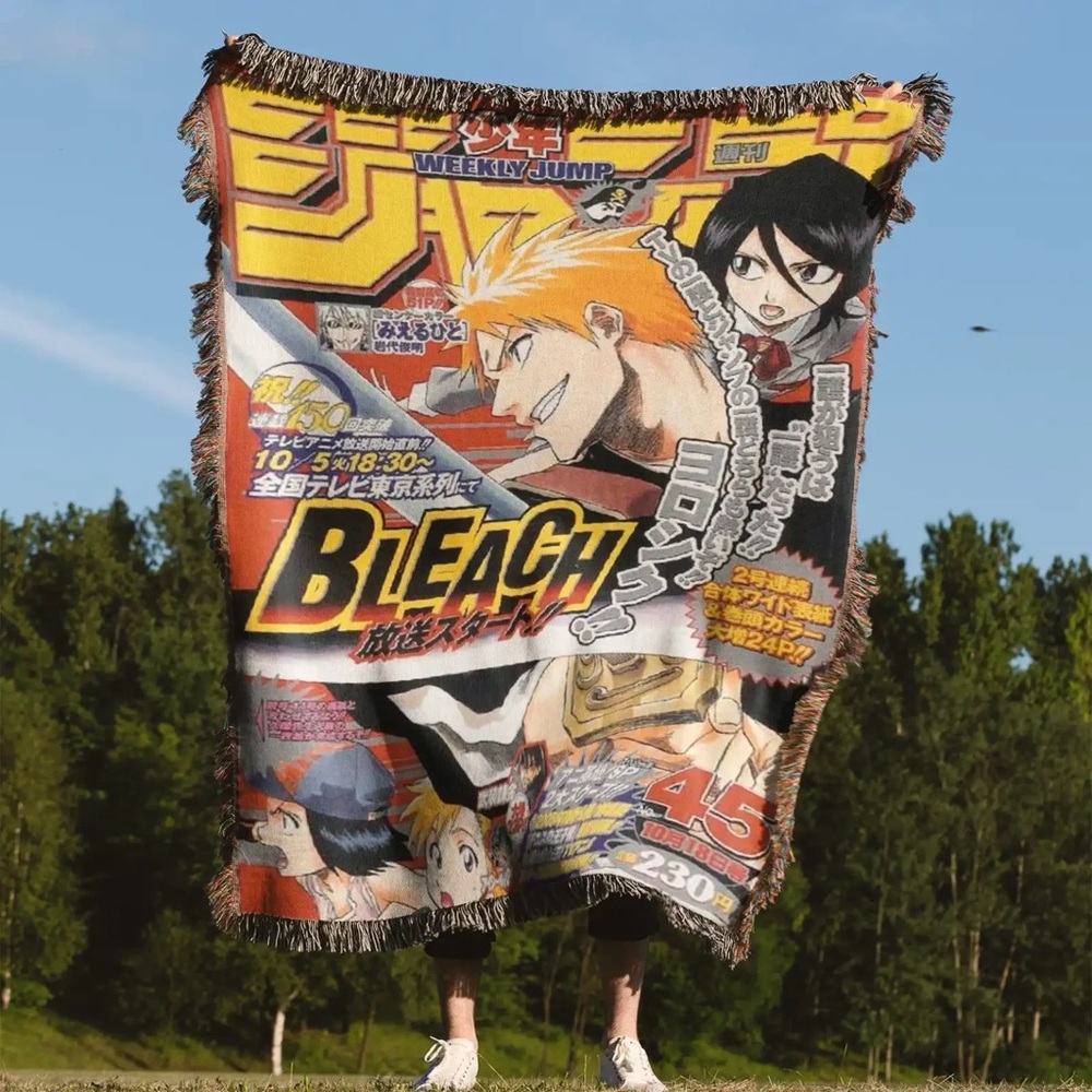 Animated Woven Tapestry Blanket Anime Bleach Ichigo Kurosaki Rukia Kuchiki